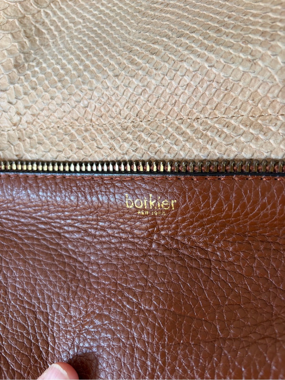 Botkier Tan Cream and Black Leather Tote Bag - Picture 6 of 10